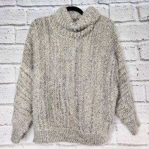 Kaffe Lydia Pullover Gray Black Speckled Women's Soft Turtleneck Sweater Medium